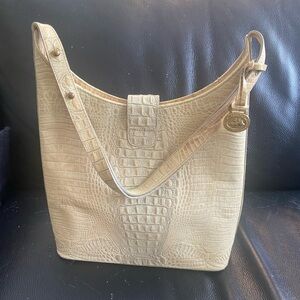 Brahmin Tabitha Cream Crocodile-Embossed Shoulder Bag